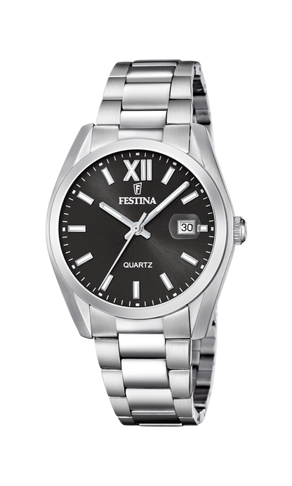 OROLOGIO FESTINA ACCIAIO CLASSICO F20707/6 NERO CINTURINO IN ACCIAIO INOSSIDABILE 316L, UOMO