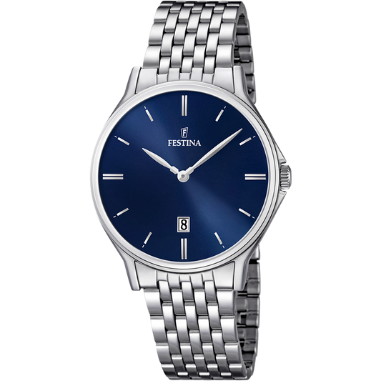 OROLOGIO FESTINA CLASSICS F16744/3 BLU CON CINTURINO IN ACCIAIO, UOMO