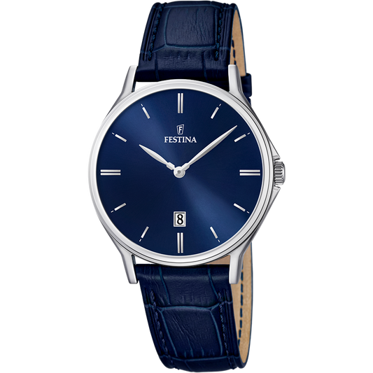 OROLOGIO FESTINA CLASSICS F16745/3 BLU CON CINTURINO IN PELLE, UOMO