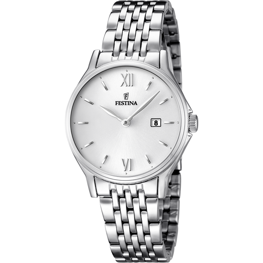 OROLOGIO FESTINA CLASSICS F16748/2 BIANCO CINTURINO IN ACCIAIO, DONNA