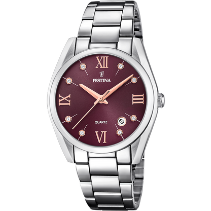 OROLOGIO FESTINA COLLEZIONE BOYFRIEND F16790/E BORDEAUX CINTURINO IN ACCIAIO, DONNA