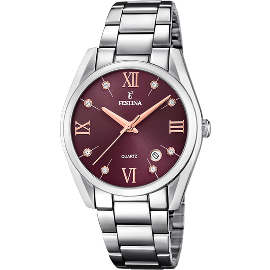 OROLOGIO FESTINA COLLEZIONE BOYFRIEND F16790/E BORDEAUX CINTURINO IN ACCIAIO, DONNA