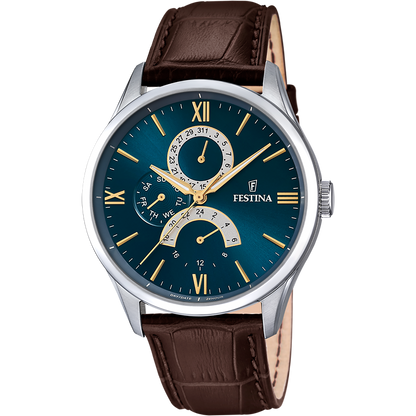 OROLOGIO FESTINA F16823/A BLU CON CINTURINO IN PELLE, UOMO