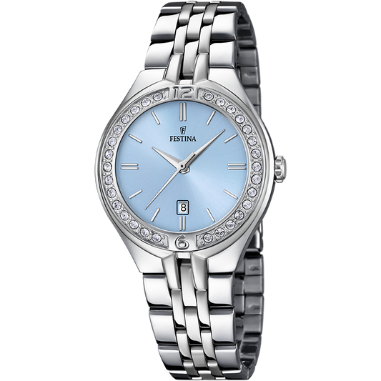 OROLOGIO FESTINA MADEMOISELLE F16867/4 AZZURO CINTURINO IN ACCIAIO INOSSIDABILE 316L, DONNA