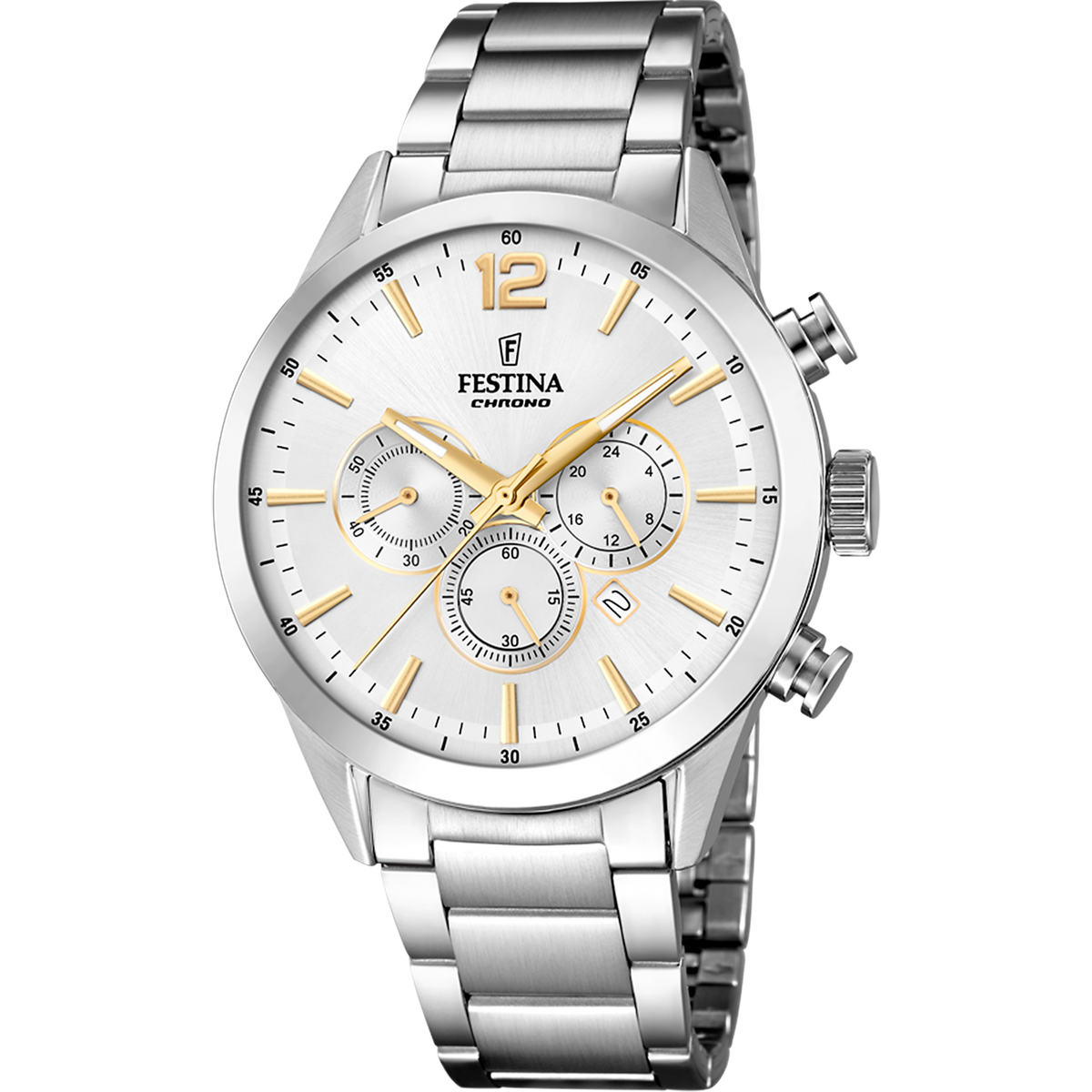 OROLOGIO FESTINA TIMELESS CHRONOGRAPH F20343/1 ARGENTO CON CINTURINO IN ACCIAIO, UOMO.