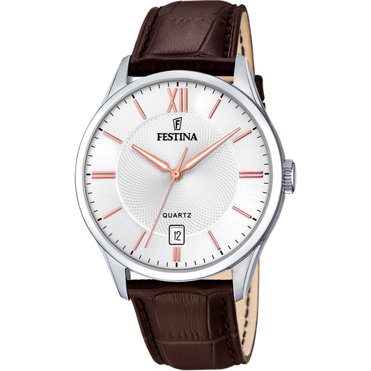 OROLOGIO FESTINA CLASSICS F20426/4 BIANCO CON CINTURINO IN PELLE, UOMO