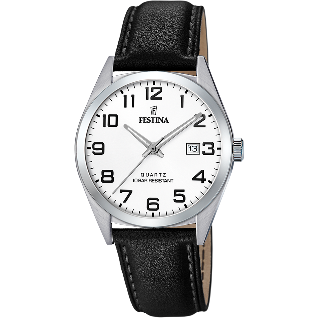 OROLOGIO FESTINA CLASSICS F20446/1 BIANCO CON CINTURINO IN PELLE, UOMO