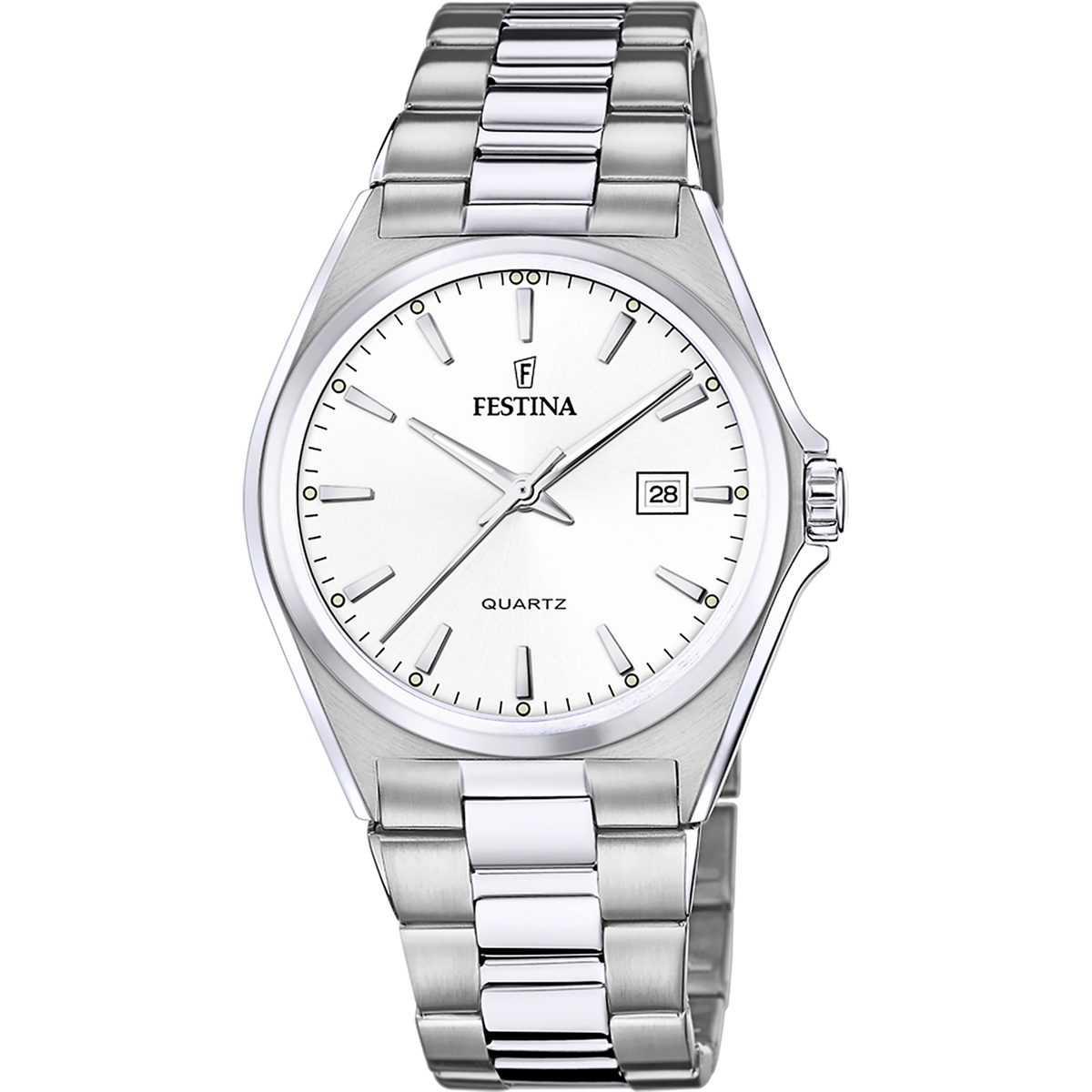 OROLOGIO FESTINA CLASSICS F20552/2 BIANCO CINTURINO IN ACCIAIO, UOMO