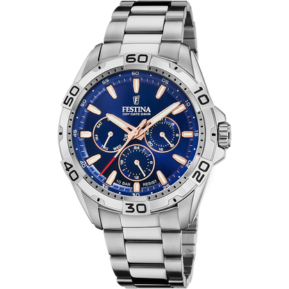 OROLOGIO FESTINA F20623/2 AZZURO CINTURINO IN ACCIAIO INOSSIDABILE 316L, UOMO