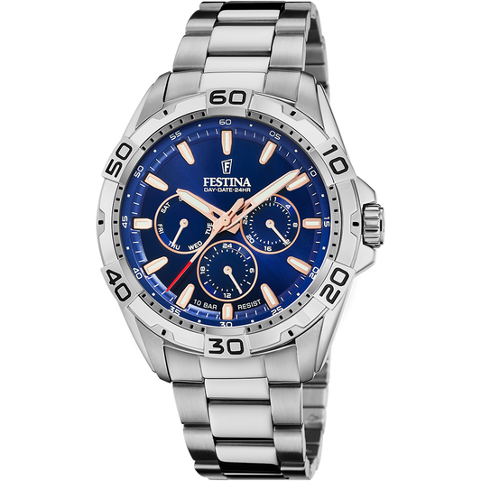 OROLOGIO FESTINA F20623/2 AZZURO CINTURINO IN ACCIAIO INOSSIDABILE 316L, UOMO