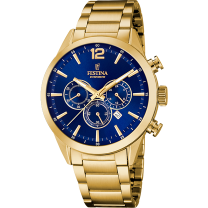 OROLOGIO FESTINA TIMELESS CRONOGRAFO F20633/2 BLU CON CINTURINO IN ACCIAIO INOSSIDABILE 316L, UOMO.