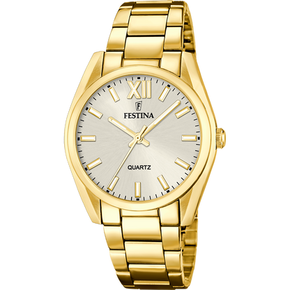 OROLOGIO FESTINA F20640/1 CHAMPAGNE CINTURINO IN ACCIAIO INOSSIDABILE 316L, DONNA