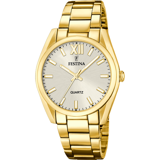 OROLOGIO FESTINA F20640/1 CHAMPAGNE CINTURINO IN ACCIAIO INOSSIDABILE 316L, DONNA