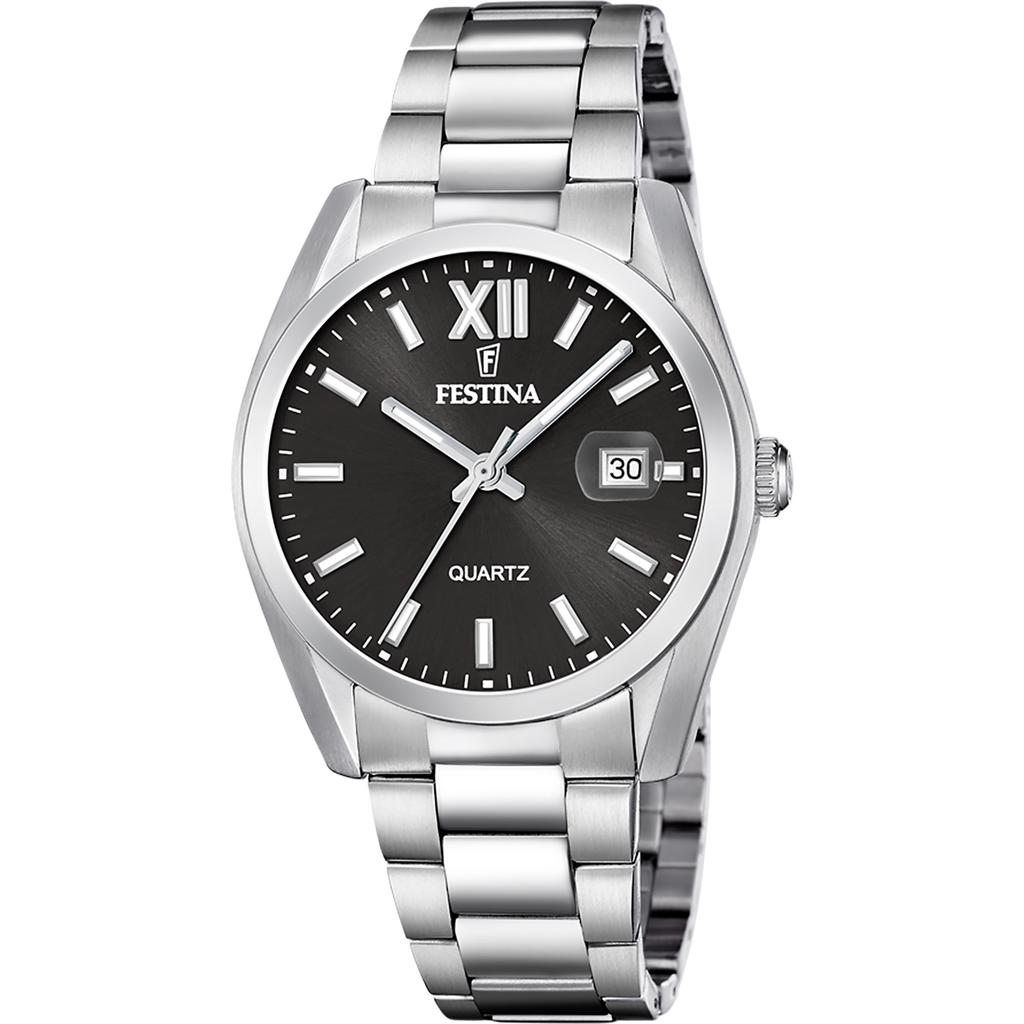 OROLOGIO FESTINA ACCIAIO CLASSICO F20707/6 NERO CINTURINO IN ACCIAIO INOSSIDABILE 316L, UOMO