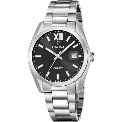 OROLOGIO FESTINA ACCIAIO CLASSICO F20707/6 NERO CINTURINO IN ACCIAIO INOSSIDABILE 316L, UOMO