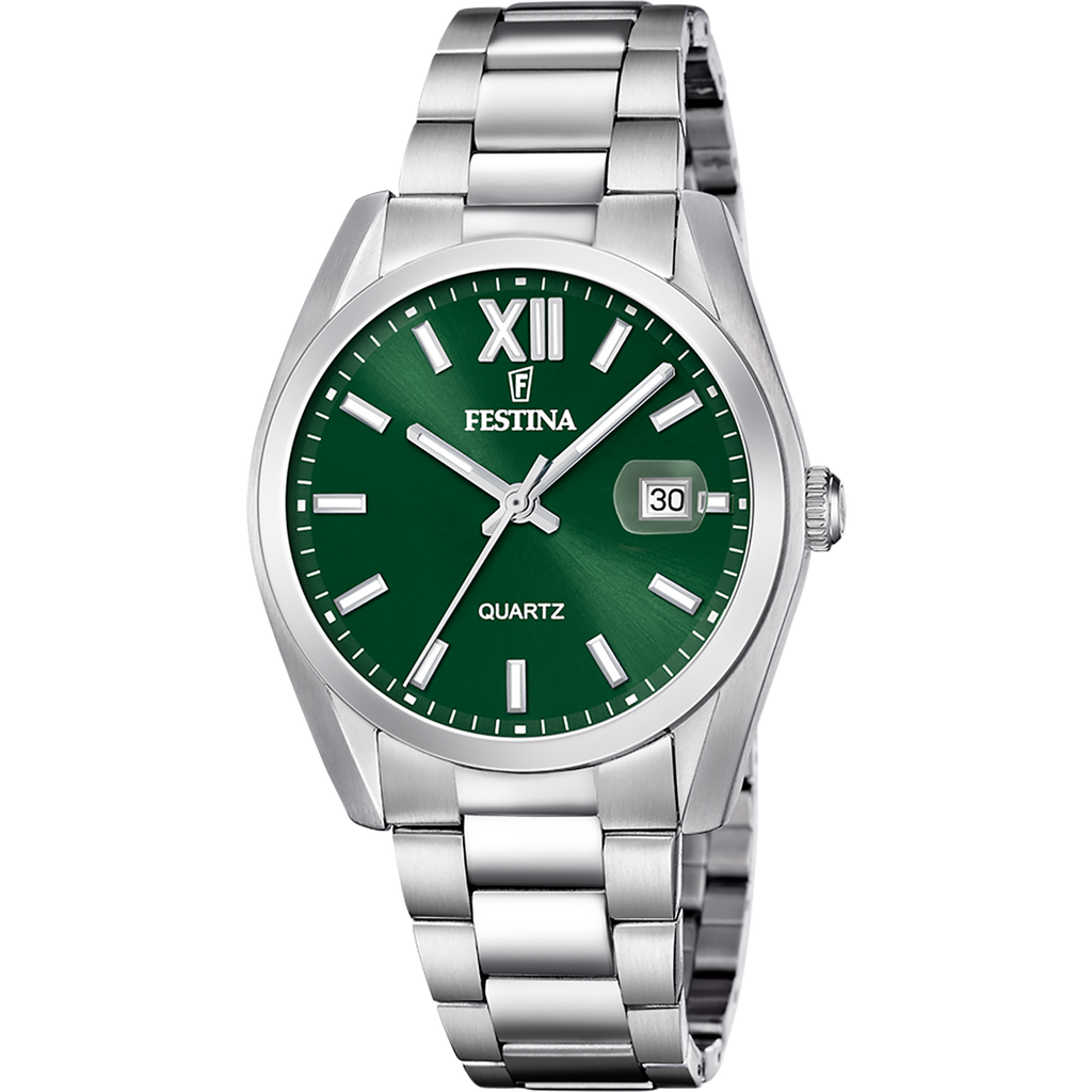 OROLOGIO FESTINA ACCIAIO CLASSICO F20707/8 VERDE CINTURINO IN ACCIAIO INOSSIDABILE 316L, UOMO