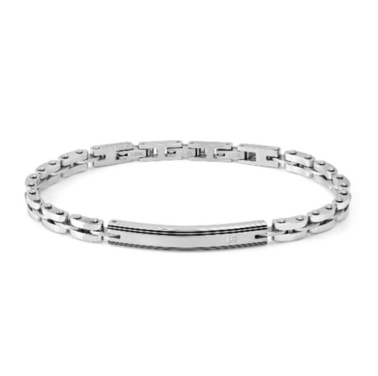 Bracciale strong diamond targhetta bianco