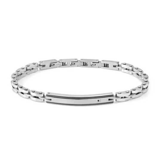 Bracciale strong diamond targhetta nero