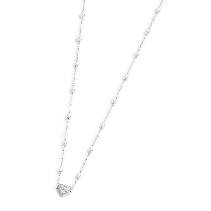 Marlù - Collana cuore con cristalli e perle