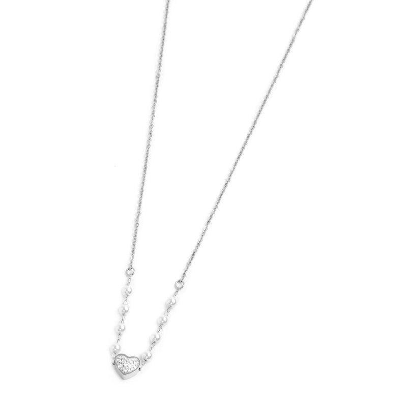 Marlù - Collana cuore con cristalli e perle