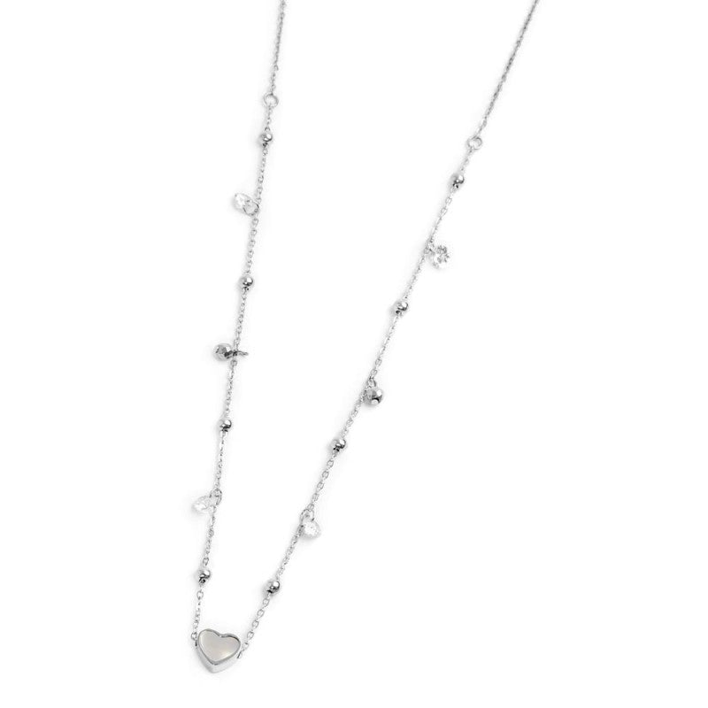 Marlù - Collana cuore madreperla con sfere e zirconi