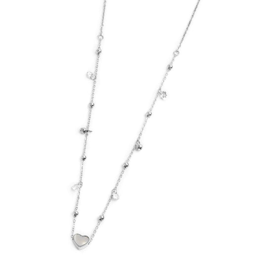 Collana cuore madreperla con sfere e zirconi
