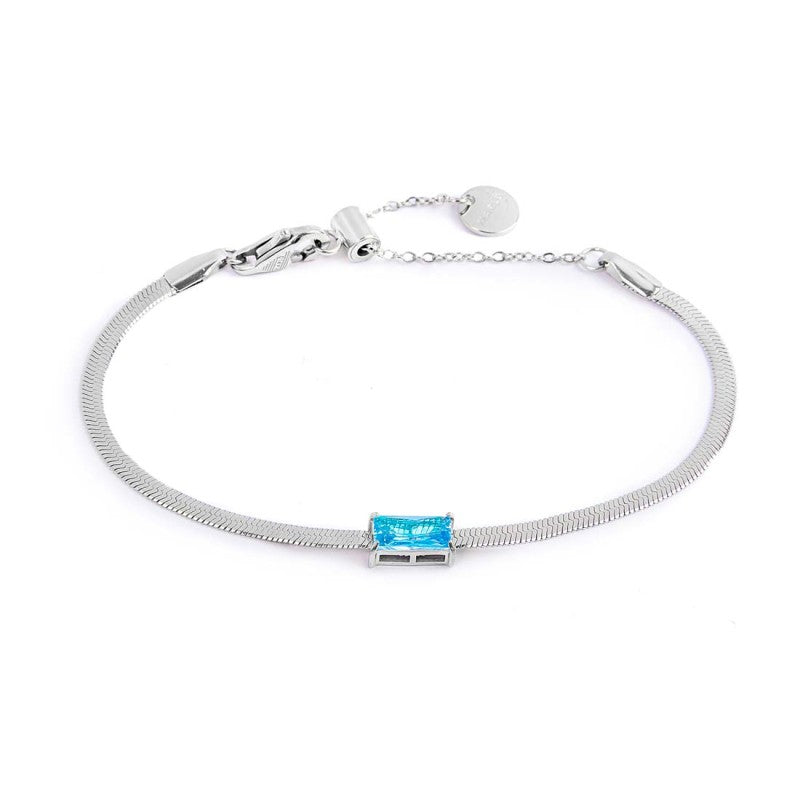 Marlù - Bracciale catena snake con zircone baguette