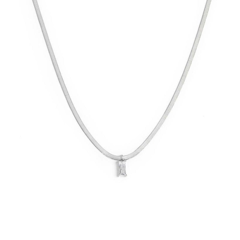 Collana catena snake con zircone baguette