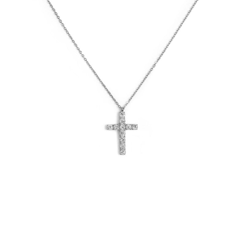 Marlù - Collana croce pendente 2,6cm con zirconi