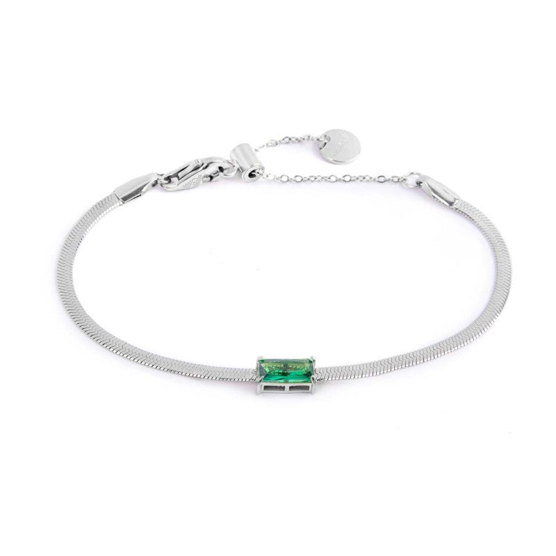 Bracciale catena snake con zircone baguette