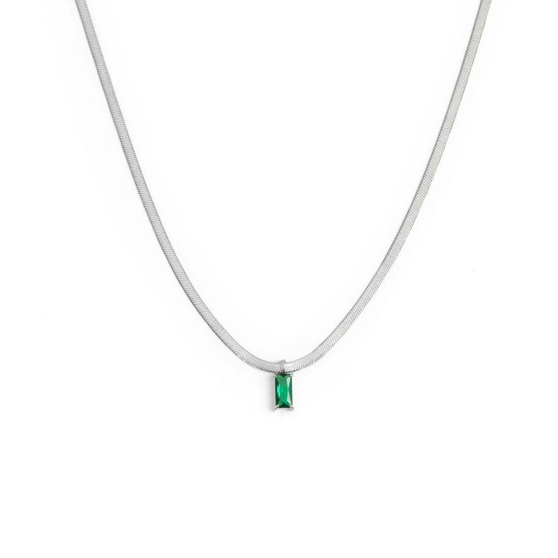 Collana catena snake con zircone baguette