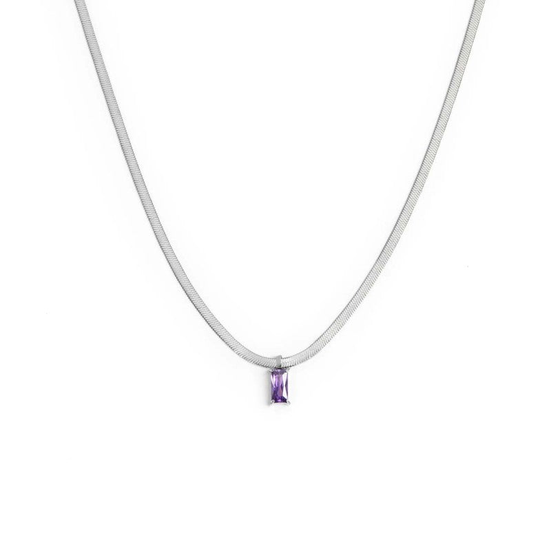 Collana catena snake con zircone baguette