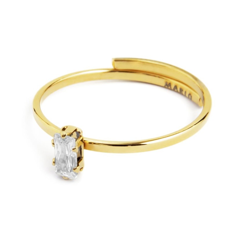 Anello con zircone baguette piccola