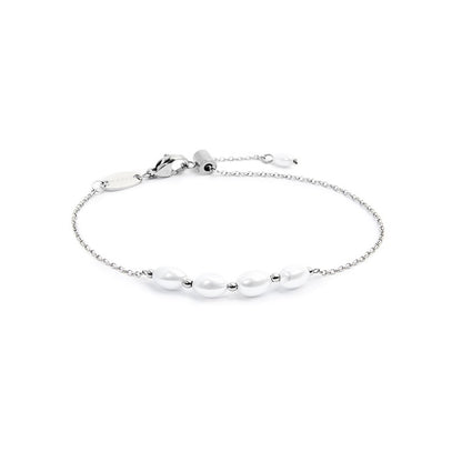 Bracciale catena cross con perle ovali