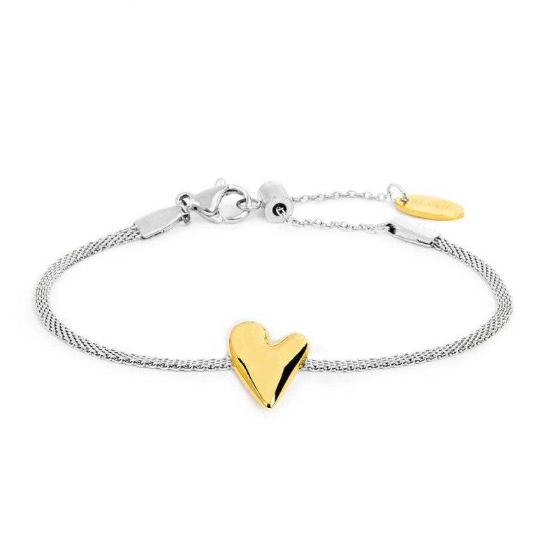 Marlù - Bracciale catena mesh con cuore irregolare