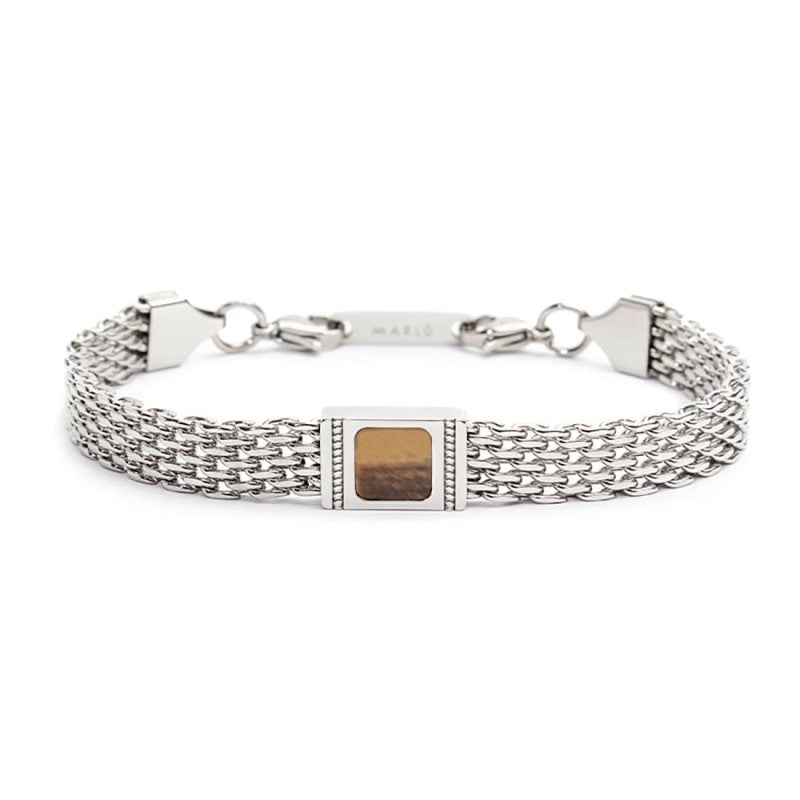 Marlù - Bracciale con pietra centrale catena mesh