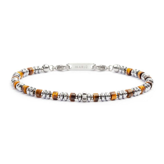 Bracciale con rondelle in pietra ed elementi in ematite