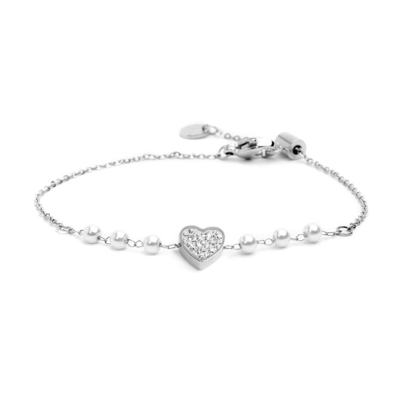 Marlù - Bracciale cuore cristalli con perle