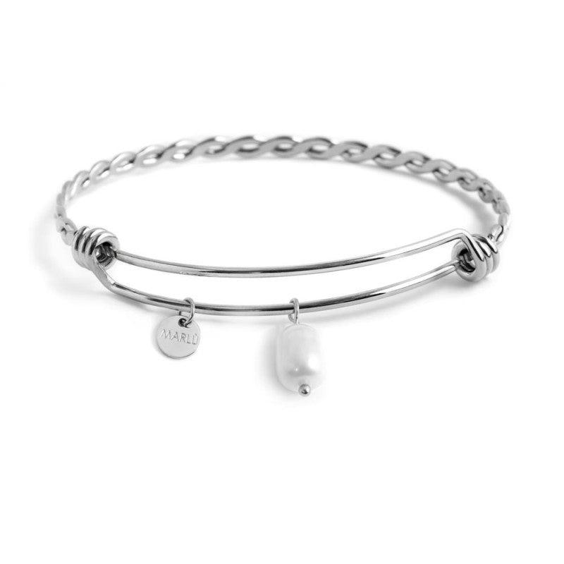 Marlù - Bracciale rigido bangle torchon con perla