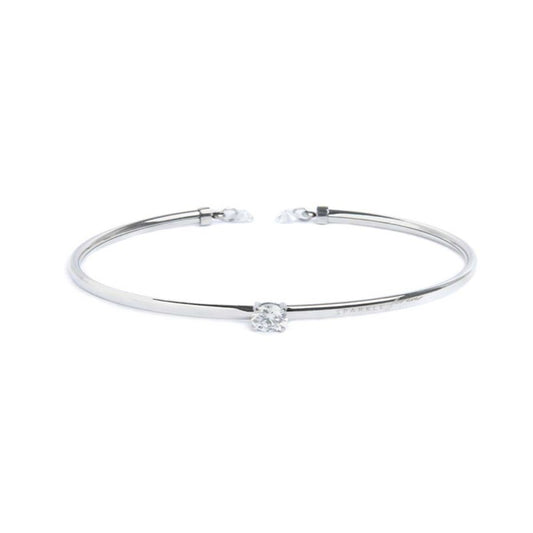 Bracciale rigido con zircone 5,25mm centrale e zirconi alle estremità
