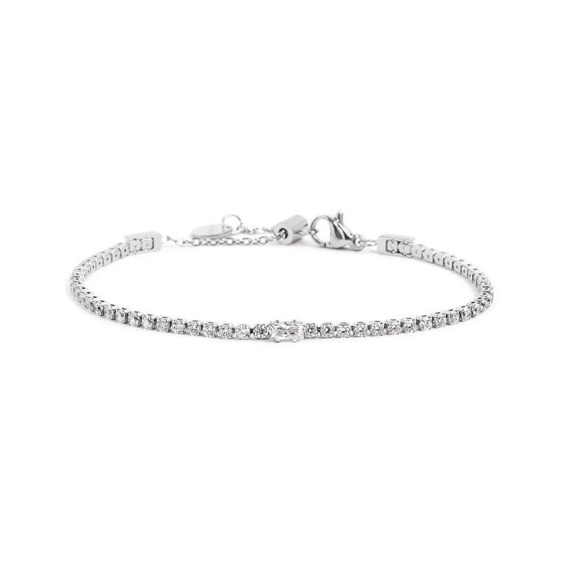 Marlù - Bracciale tennis 2mm con zircone centrale