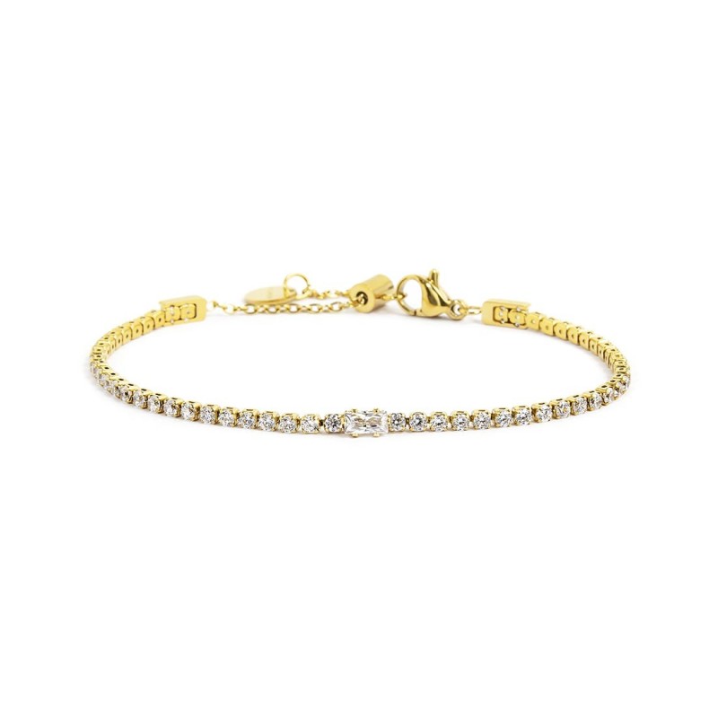 Bracciale tennis 2mm con zircone centrale