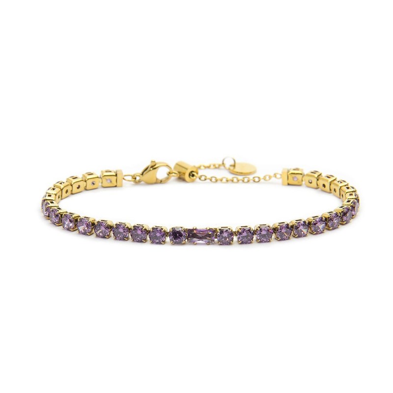 Marlù - Bracciale tennis 4mm con zircone centrale