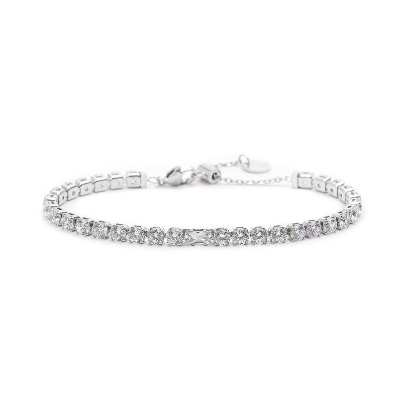 Marlù - Bracciale tennis 4mm con zircone centrale