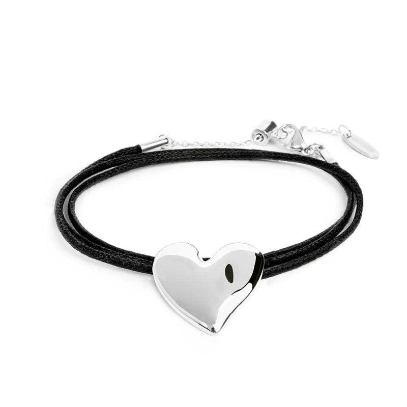 Marlù - Bracciale triplo filo con cordino cerato con cuore irregolare