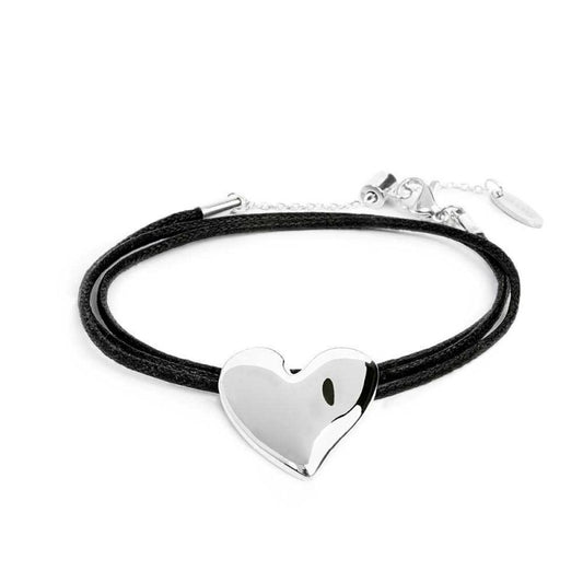 Bracciale triplo filo con cordino cerato con cuore irregolare