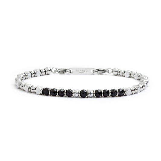 Bracciale in acciaio con ematite con pvd cromo