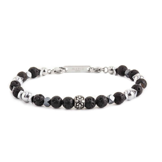 Bracciale pietra lavica ed ematite