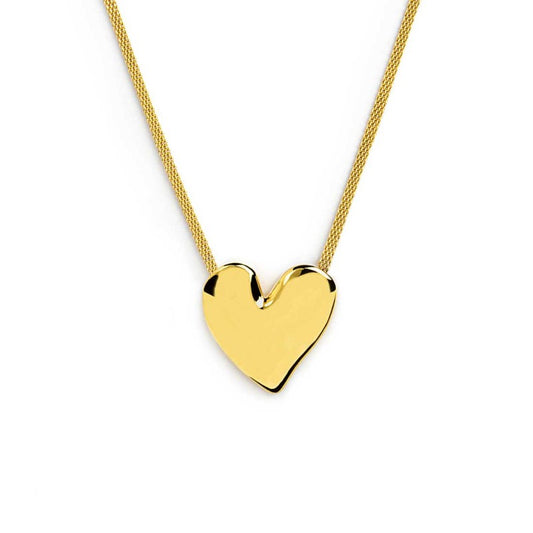 Collana catena mesh con cuore irregolare martellato