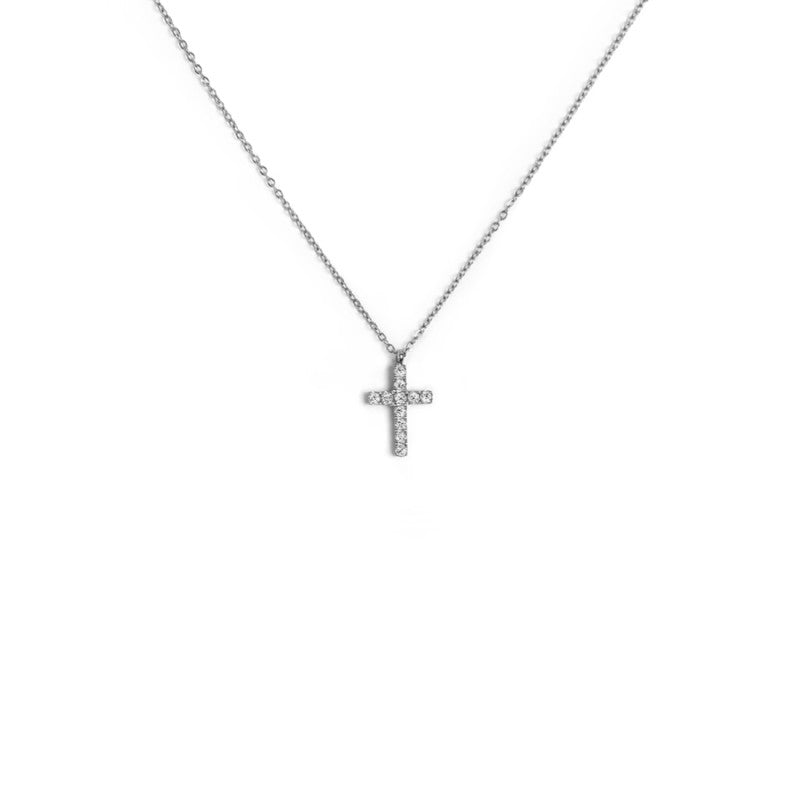 Marlù - Collana croce pendente 1,4cm con zirconi